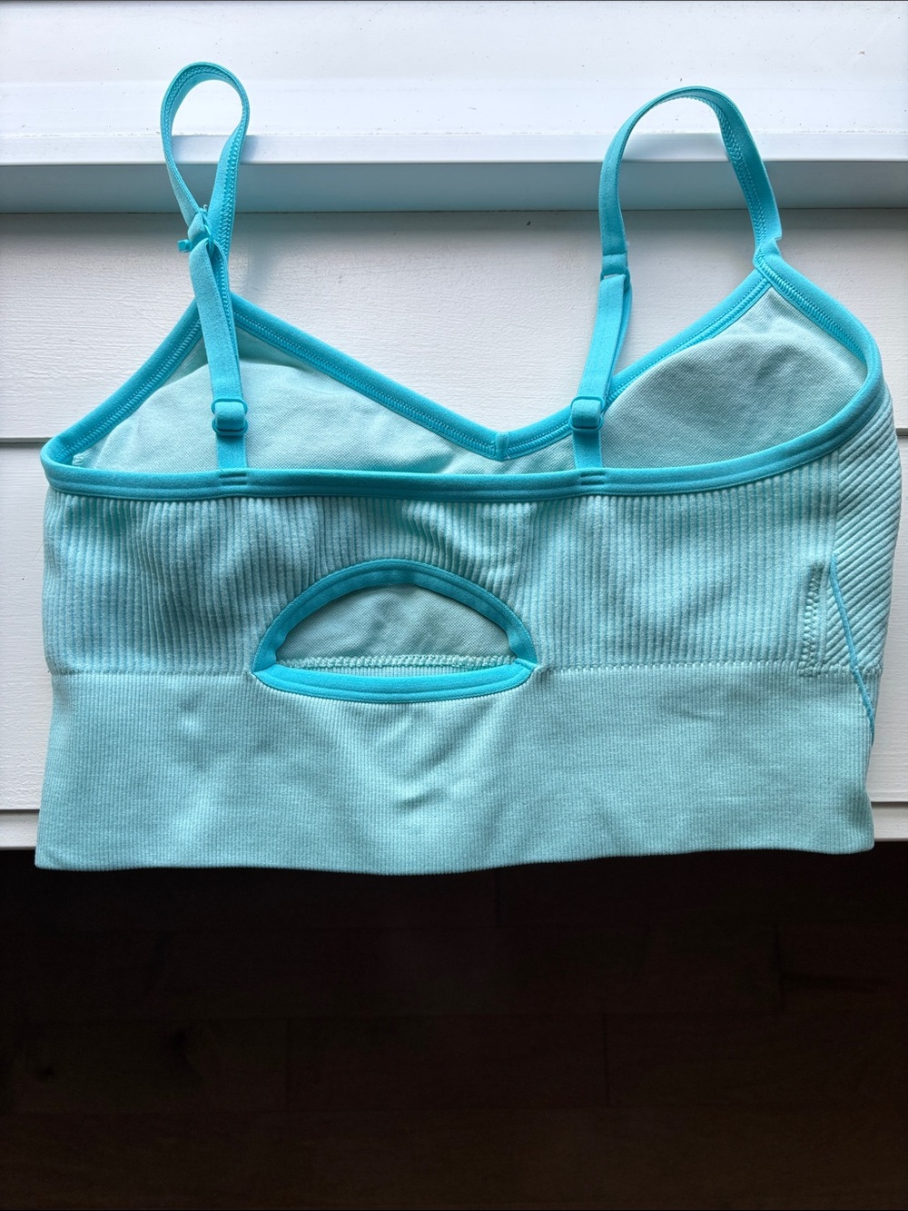 Light Blue Ribbed Longline Bralette - Picture 4 of 4